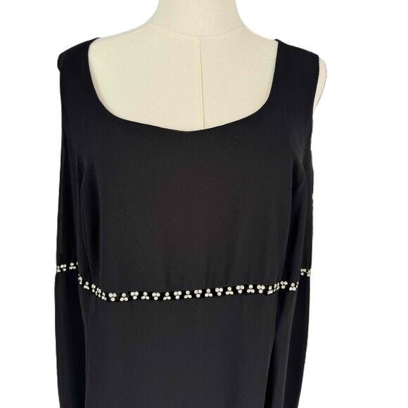 After Dark Black Rhinestone Square Neck Maxi Formal Dress Minimalist Simple Plus - Picture 3 of 15